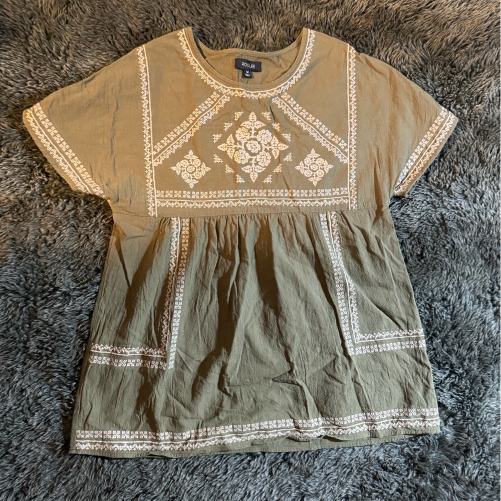 Green with cream stitching size medium dress
